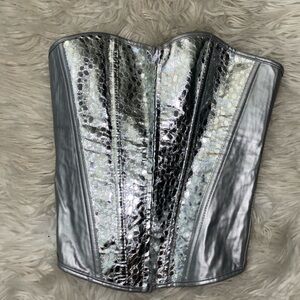 Silver Metallic Corset Top